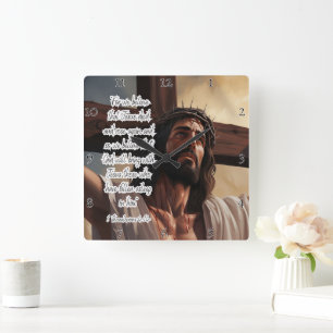 esus: Tod, Rose, ewige Hoffnung Quadratische Wanduhr