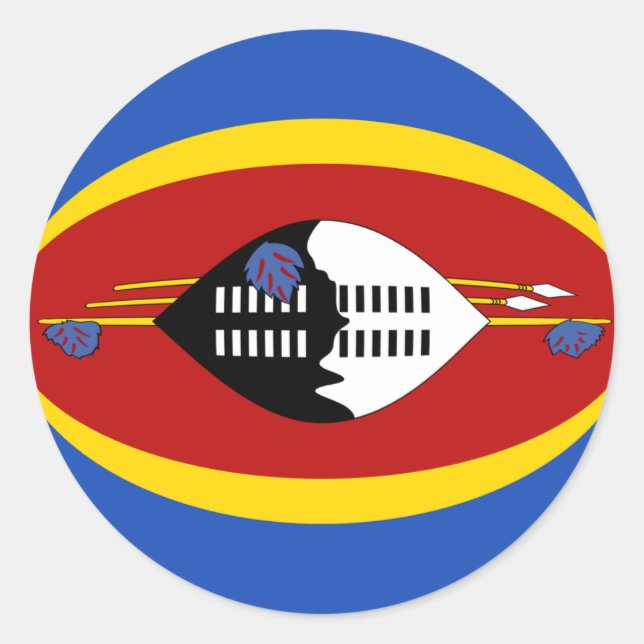Eswatini Fischaugen-Flaggen-Aufkleber Runder Aufkleber (Vorderseite)