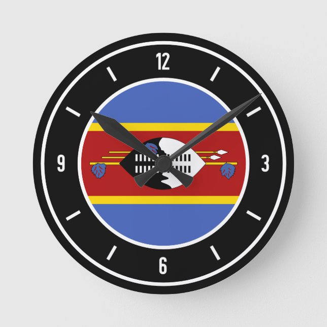 Eswatini Flag Elegant Runde Wanduhr (Vorderseite)