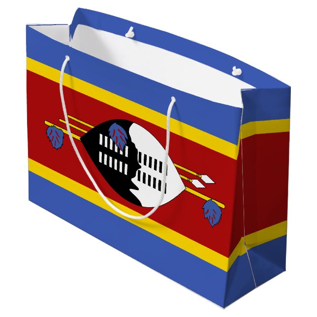 Eswatini-Flagge Große Geschenktüte (Rückseite Schrägansicht)