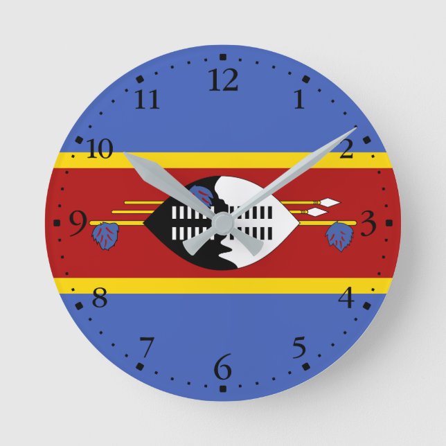 Eswatini-Flagge Runde Wanduhr (Vorderseite)