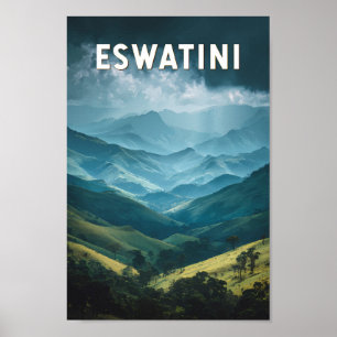 Eswatini Illustration Travel Art Vintag Poster