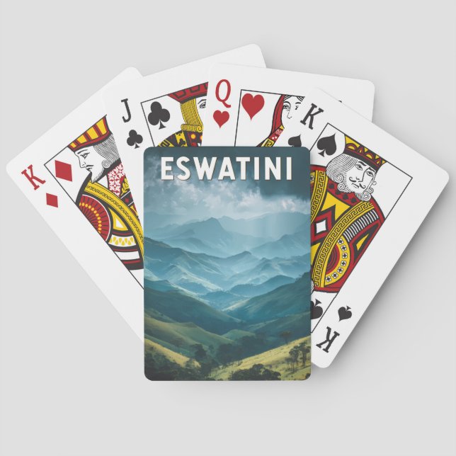 Eswatini Illustration Travel Art Vintag Spielkarten (Rückseite)