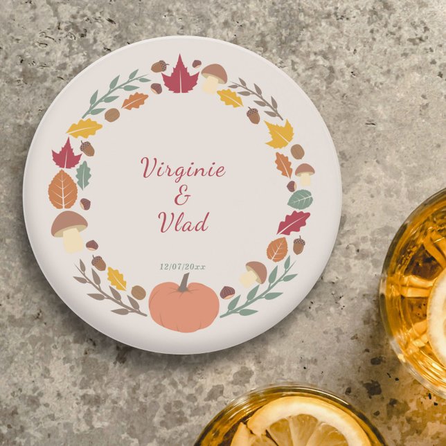  et Dessous de verre Mariage de automne (Wreath & Fall Wedding Coaster)