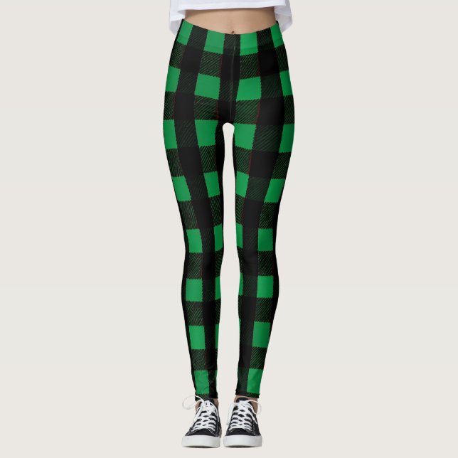Et "Envy Check Leggings : Black & Green Coll (Devant)