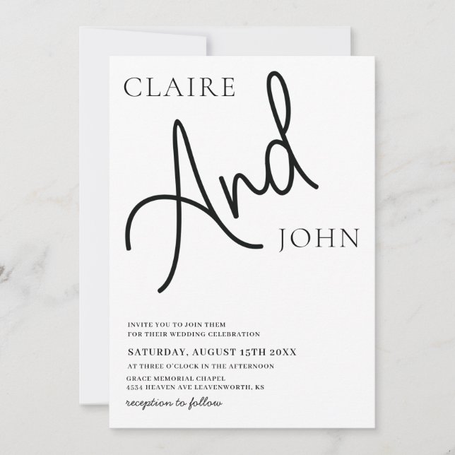 Et Faire-part de mariage de script (Devant)