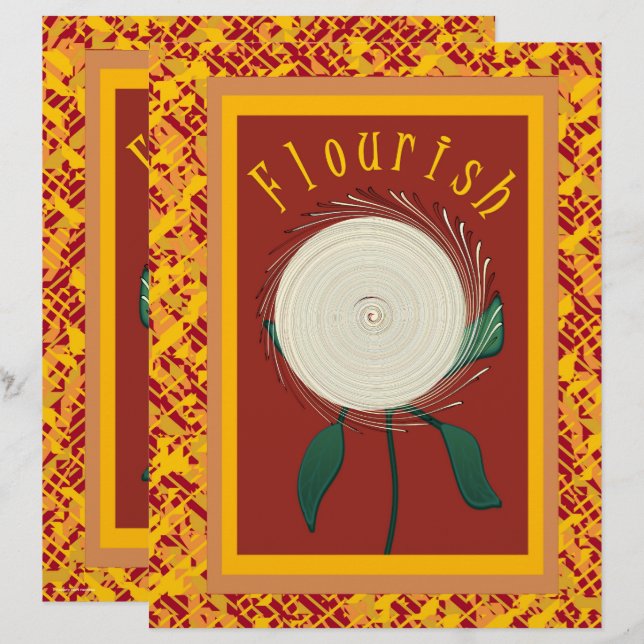 ET Flourish Flower Scrapbook Paper 2-Sided Page (Vorne/Hinten)