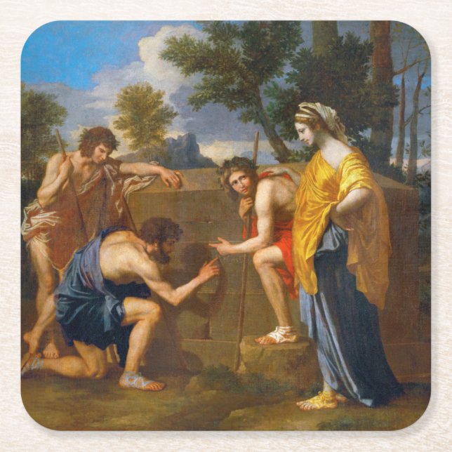 Et in Arcadia ego, Poussin Rechteckiger Pappuntersetzer (Vorderseite)