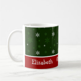 Et rouge tasse de Noël personnalisée par flocon de