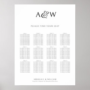 Et-Zeichen-Monogramm-Initialen Hochzeits-Sitzplan Poster