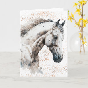 Étalon Blanc Conception Aquarelle Carte de Vœu