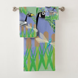 Etang coloré de style dessin animé avec oies et ca