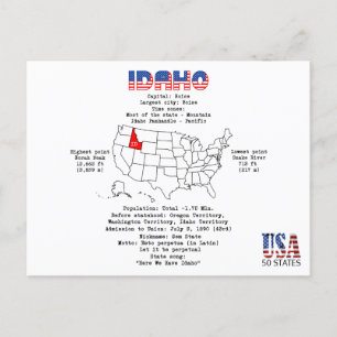 Etat américain de l'Idaho sur une carte et des inf