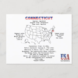 État américain du Connecticut sur une carte et des