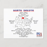 Etat américain du Dakota du Nord sur la carte et l
