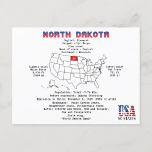 Etat américain du Dakota du Nord sur la carte et l