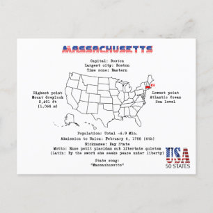 Etat américain du Massachusetts sur une carte et d