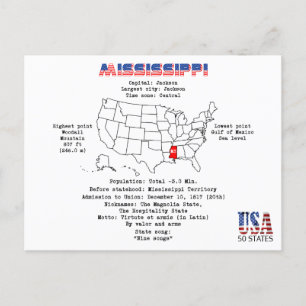 État américain du Mississippi sur une carte et des