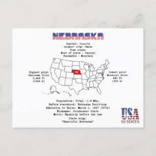 État américain du Nebraska sur une carte et des in