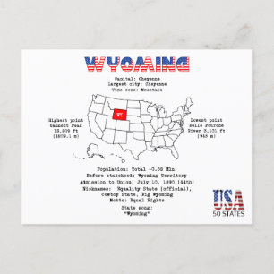 État américain du Wyoming sur une carte et des inf