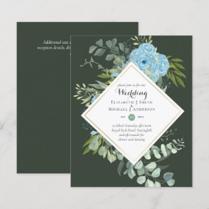 ETAT Blaue Blumen-Hochzeitseinladungen Eukalyptus