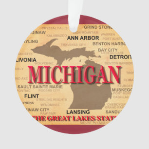 État de carte de Michigan, Detroit, Lansing
