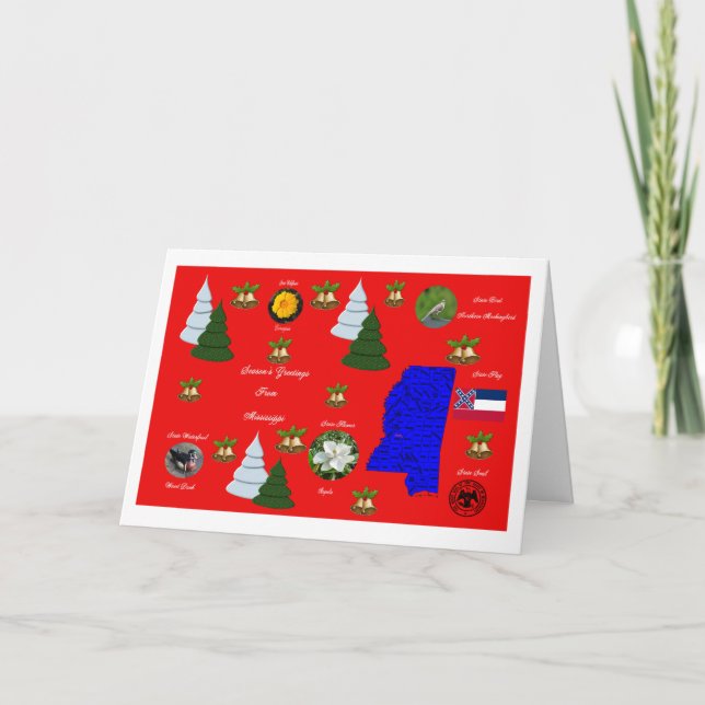 État de carte de voeux de Noël de Mississippi (Devant)