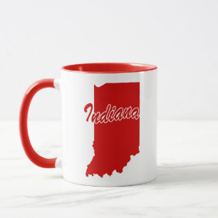 État De L'Indiana Forme Mug Rouge