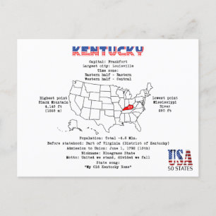 État du Kentucky American sur une carte et des inf