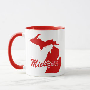 État Du Michigan Forme De Mug Rouge