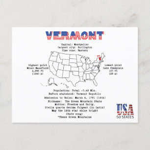 État du Vermont Américain sur une carte et des inf
