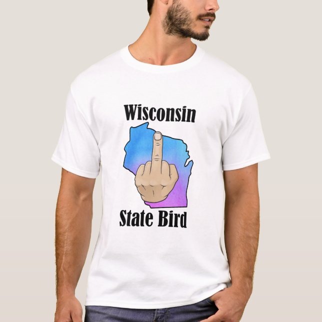 État du Wisconsin t-shirt couleur du doigt central (Devant)