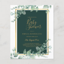 ETAT Eukalyptus BABY SHOWER GOLD QR CODE EINLADUNG