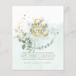 ETAT Eukalyptus Grünzeug Gold Hochzeit QR CODE IN Flyer