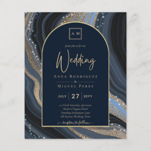 ETAT Hochzeits-Einladung Starry Night Navy Gold Ag Flyer