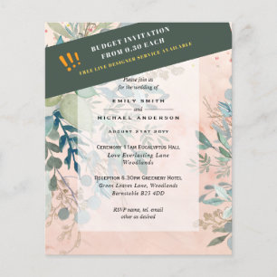 ETAT Sea Glas Grün Eukalyptus Blätter Hochzeit Flyer