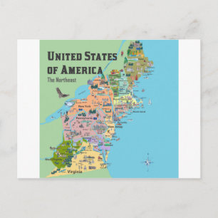 États-Unis Nord-Est Carte de Voyage - Nouvelle-Ang