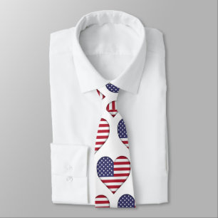 États-Unis Stars and Stripes Heart Motif Cravate