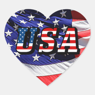 États-Unis - Stickers Coeur du drapeau américain