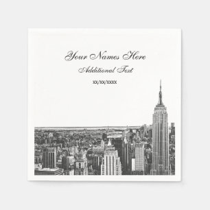 Etched Look NYC Skyline Silhouette, ESB Serviette