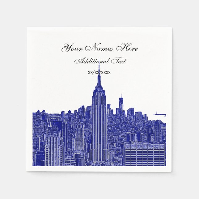 Etched Look NYC Skyline Silhouette, ESB Serviette (Vorderseite)