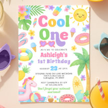 Été 1er Anniversaire Invitation - Cool One