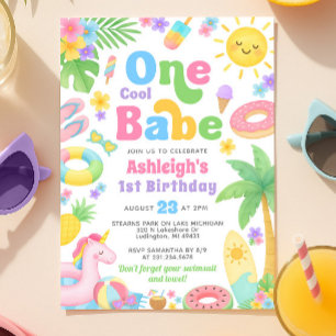 Été 1er Anniversaire Invitation - Un Cool Babe