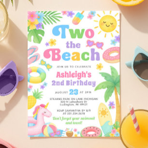 Été 2 Anniversaire Invitation - Deux plages
