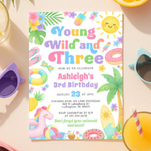 Été 3 Anniversaire Invitation Young Wild & Three