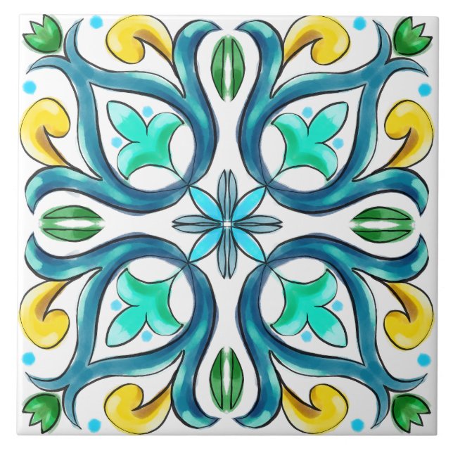 Été, Carreaux siciliens, majolica, céramique (Devant)