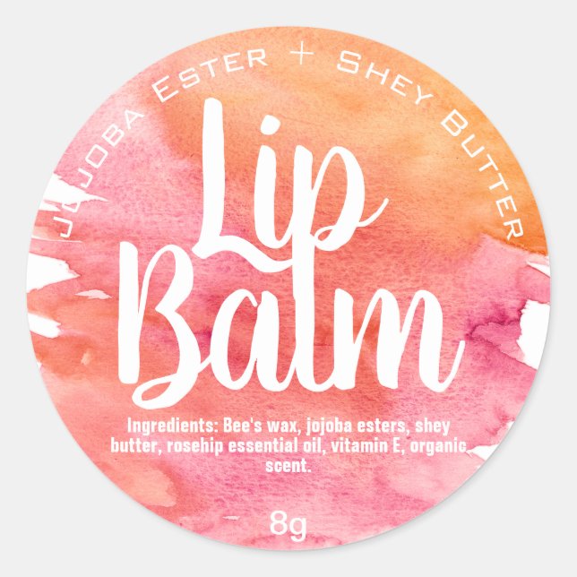 Eté coucher de soleil rose Orange Balm Étiquettes (Devant)