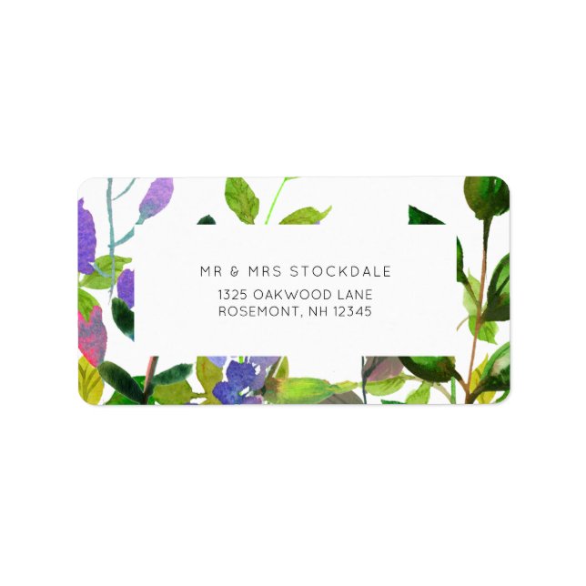 Eté Floral Aquarelle Mariage Retour Étiquette (Devant)
