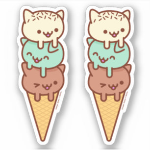 ÉTÉ GLACE CRÈME CONE Cat Stickers