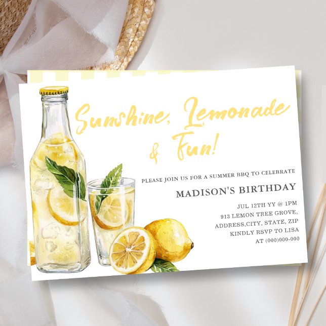 Été Lemonade BBQ Anniversaire Fête Invitation (Créateur téléchargé)